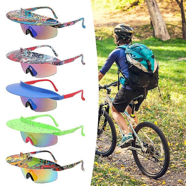 Anti-UV solglasögon med hattbrätte, antireflex solglasögon för camping och cykling
