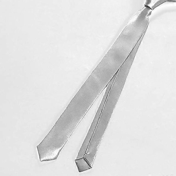 Super Slim Slips 3cm Satin Rød Gul Sort Ensfarvede Slips Håndlavede Mode Herre Tynde Smalle Slips til Bryllupsfest Slips silver