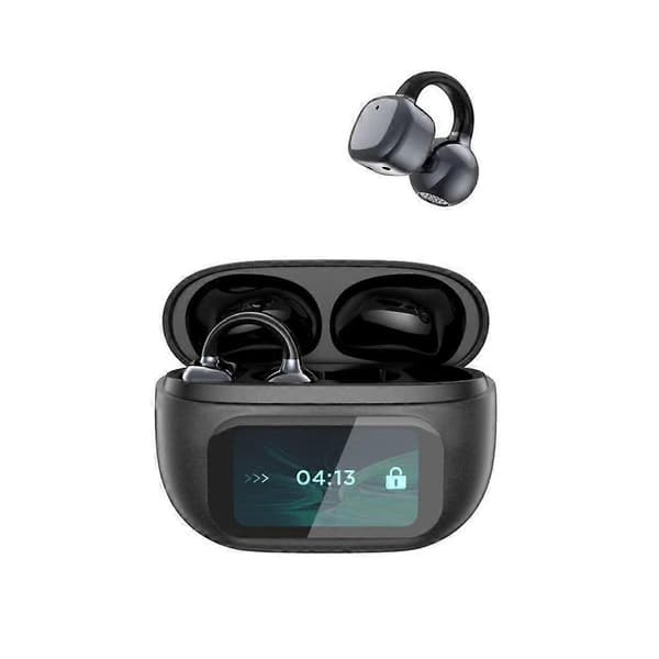 Öronklämma Bluetooth-hörlurar med pekskärm, Clip On Ear Translator-hörlurar Black