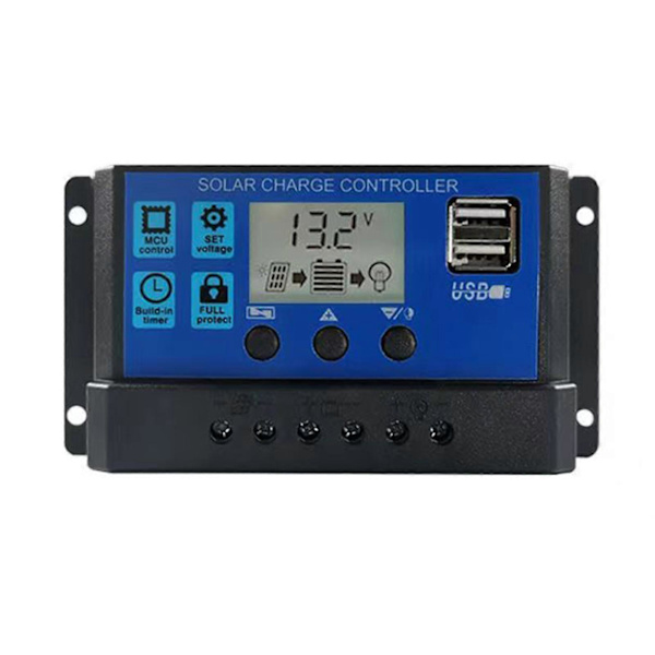 20a/30a LCD Solcellepanel Batteriregulator Ladekontroller Dobbel USB 12v/24v -Sy 20A