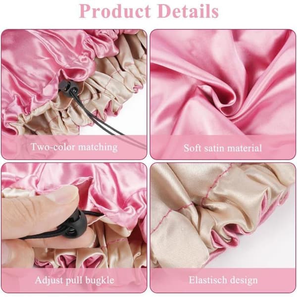 Satin Hårhætte - Pakke med 2 eller 4 - Polyester Nylon - Justerbar Snøre - Nat- og Hjemmepleje - 31