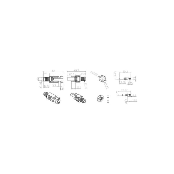 Solpanelstik, solstik, PV-stik, fotovoltaisk inverter kombinationsstik, 1000V DC