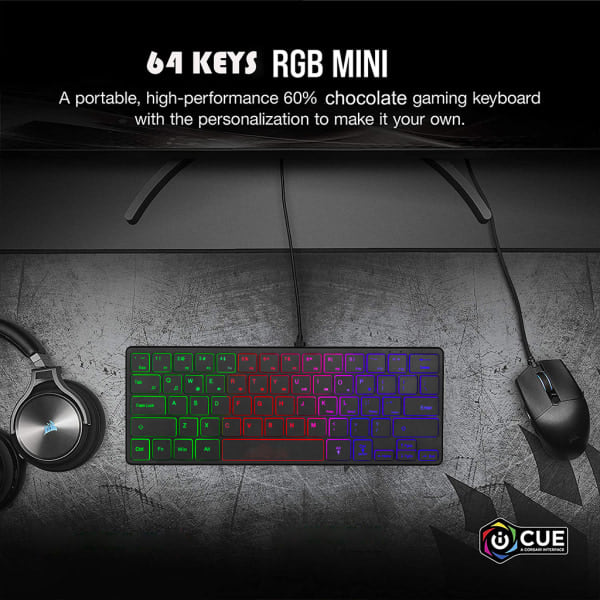 Vedenkestävä Mini Kompakti Peliklaviatuuri 64 Näppäimellä Peliklaviatuuri RGB Taustavalaistus Ultra Kompakti Mini Klaviatuuri PC-peleille