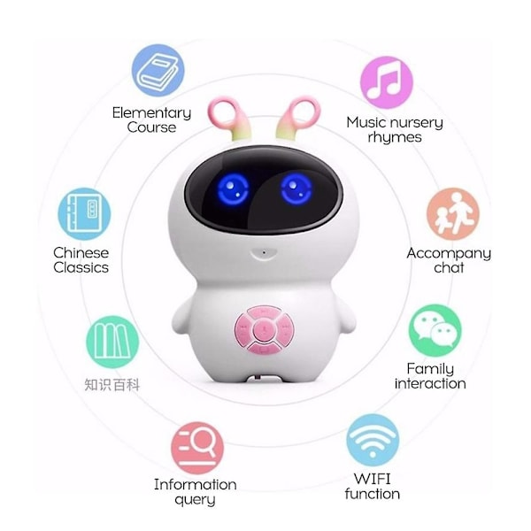 Lille hvid intelligent robot børneledsager robot synkron undervisning wifi internet tidlig uddannelse Little White (Pink)