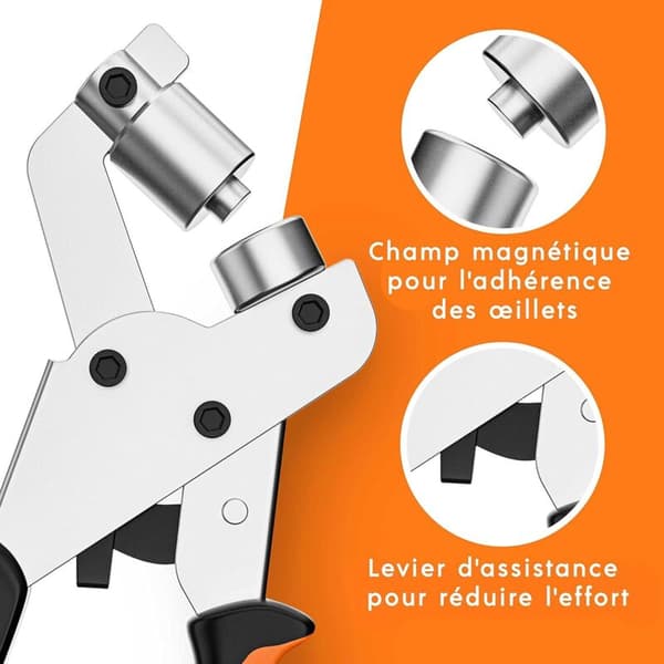 Profesjonell maljepresse - Minimal innsats - Presse med 100 maljer (10 mm indre diameter)