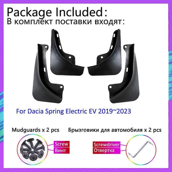 Bilskærme til Dacia Spring Electric 2022 EV 2019~2023 Forreste og bagerste hjul Stænklapper Stænkskærme Stænklapper Skærmtilbehør