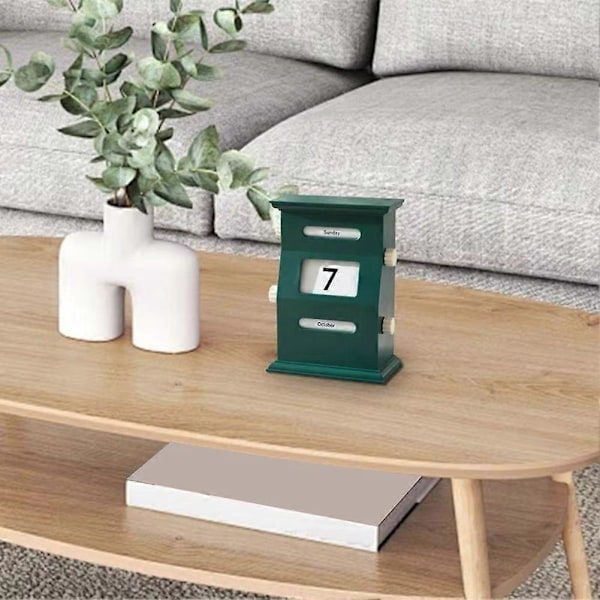 Kalender Skrivbord Retro Kalenderblock Skrivbord Datumvisning Skrivbordsdekorationer Skrivbordsdekor Datumblock Grön