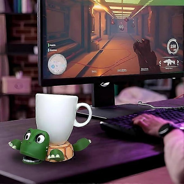 Skildpadde Kopholder - Sjov Skildpaddecoaster med Åbne Øjne, 3D-printet Kopholder med Løftbare Lemmer & Udtryksfuldt Ansigt til Skildpadde- eller Landskildpaddeelsker Gave 2pcs
