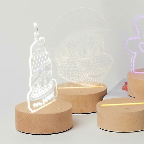 Lysende Træ LED Lampe Display Base Stand Holdbar Elegant Glas Kunst Sokkel til Boligindretning Large-Warm light