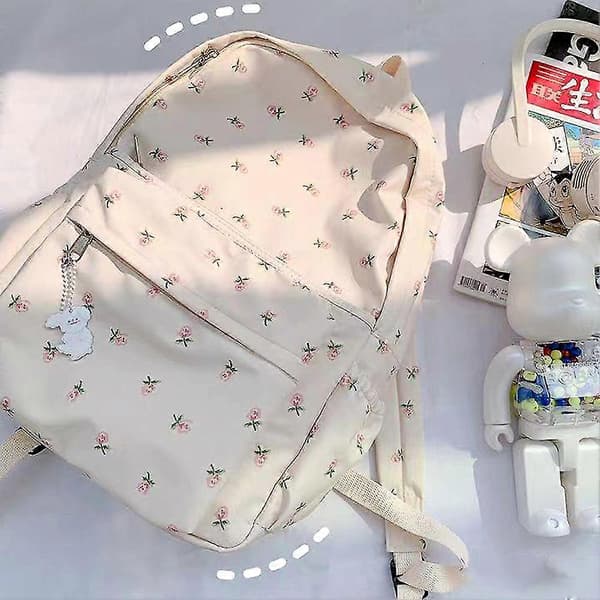 Mode Backpack med Blommigt Tryck, Vattentät, Allround, Dragkedja, Ryggsäck för Studenter, Flickor