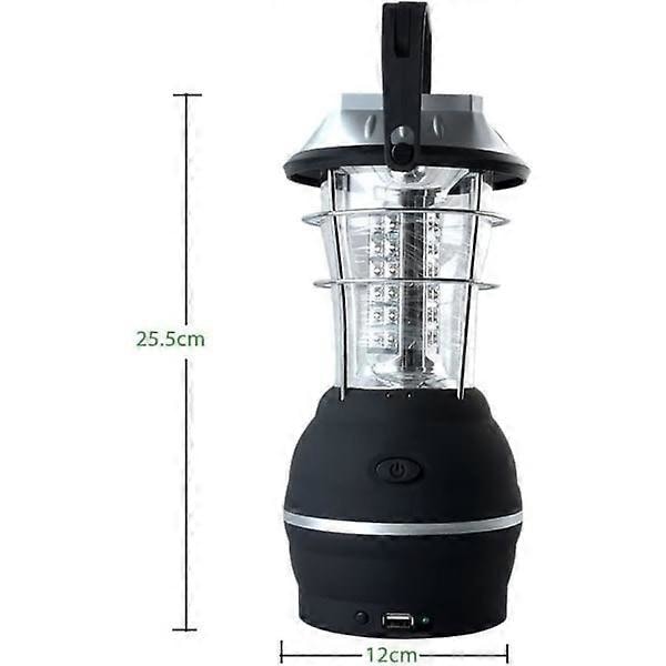 IC Solcellelykt, ultra sterk LED-campinglykt, 2 justerbare lysmoduser, 5 lademetoder, med håndsveivdynamo, lang