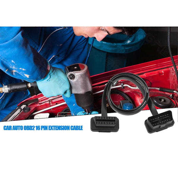 Bil Auto 16-polig Han till Hona OBD2 Förlängningskabel Diagnostisk Adapter 60cm/24 tum Längd