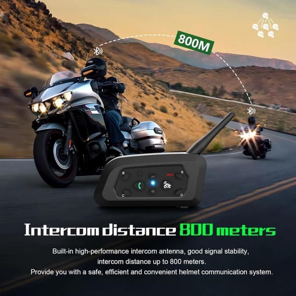 V6 Pro Motorcykel Intercom, Bluetooth Motorcykel Hjelm Intercom Kan Forbinde 6 Kørere til Ridning, Skiløb og Bjergbestigning. (1 Pakke)