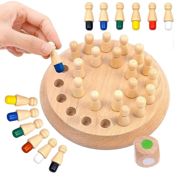 Træ memory matchstick skaksæt, farverigt memory skak sjov byggeklodser brætspil memory matchstick skakspil forældre-barn interaktion