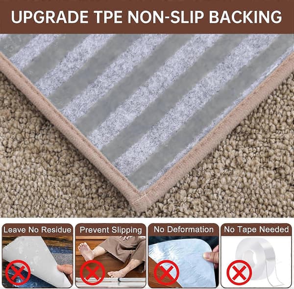 Trappetrin med kant, skridsikre 20 x 76 cm (4 stk.), trappetæpper til børn, ældre og hunde, maskinvaskbare, 100 % polyester