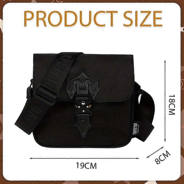 Trendy Nisje Skulderveske Crossbody Messenger Bag for Menn og Kvinner Solid Black