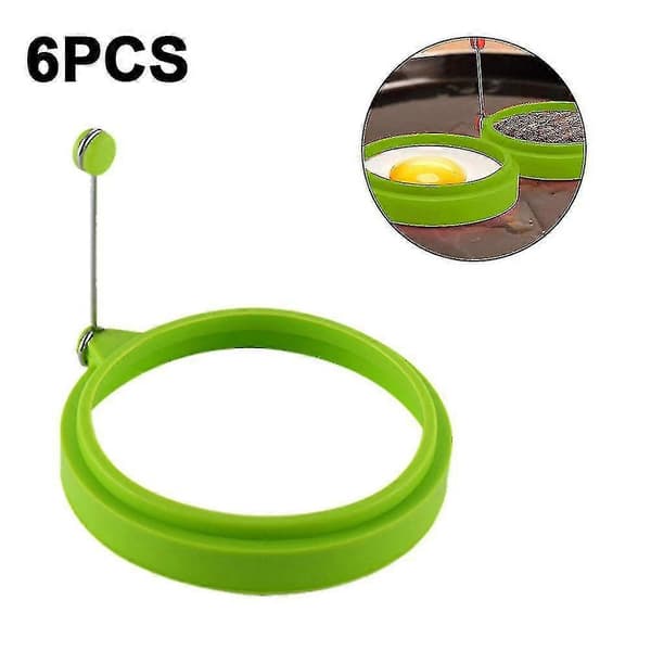 6 st Silikon Äggringar, Non-Stick Äggringar, Äggkokningsringar, Stekt Äggform Eller Pannkaksringar Nonstick Form Ring Rund -Yx Green