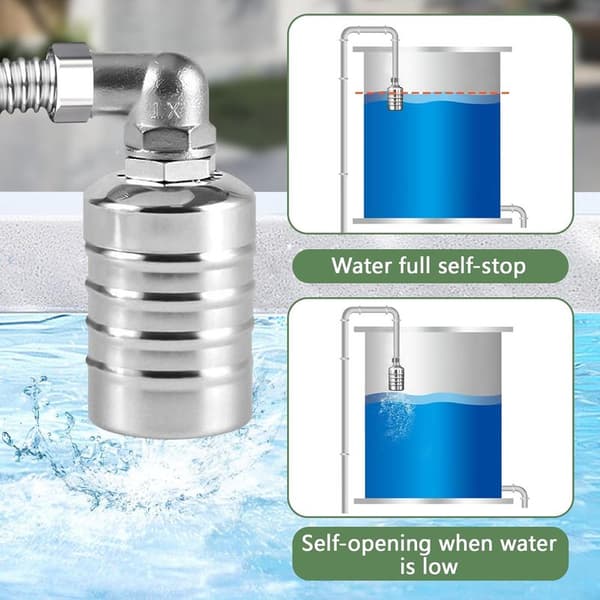 3/4\" Fuldautomatisk flydeventil, 304 rustfrit stål vandstandsreguleringsventil, automatisk vandstandsregulator til vandtanke, swimmingpools