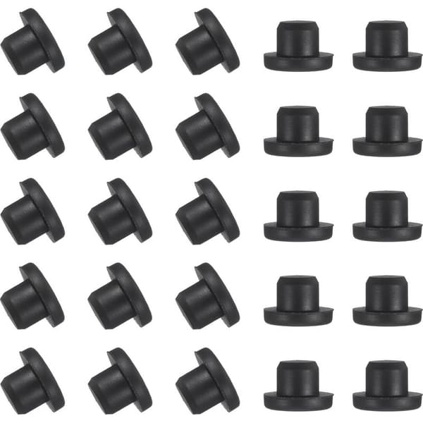 Förpackning med 25 T-formade silikonpluggar, 13,5 mm diameter, återanvändbara, läckagesäkra, elastiska silikonpluggar, solida pluggar för runda hål för rör, svarta