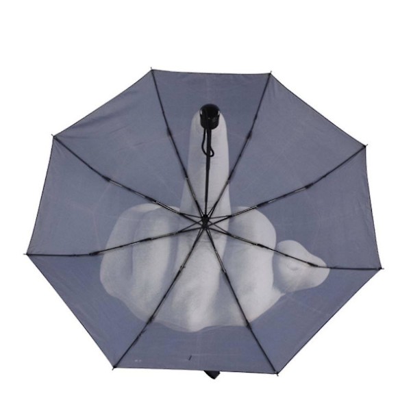 Cool Vindtæt Anti-Sol Middle Finger Up Tre-Foldet Paraply Parasol