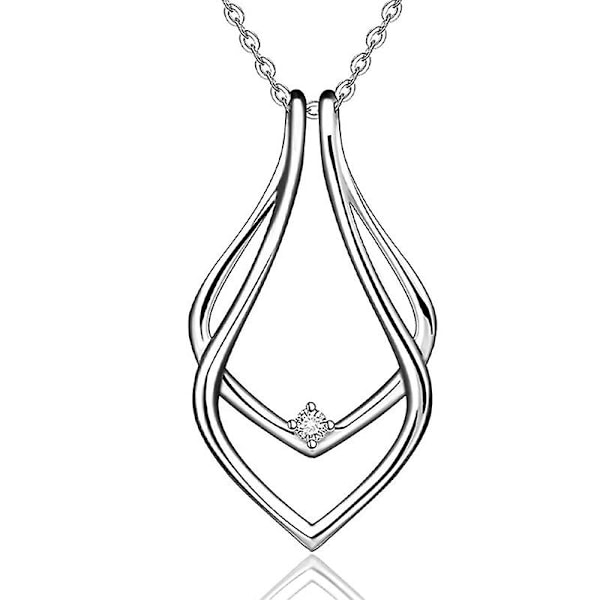 Geometrisk Ringhållare Halsband Hänge Smycke För Kvinnor Flickvän Fru Silver