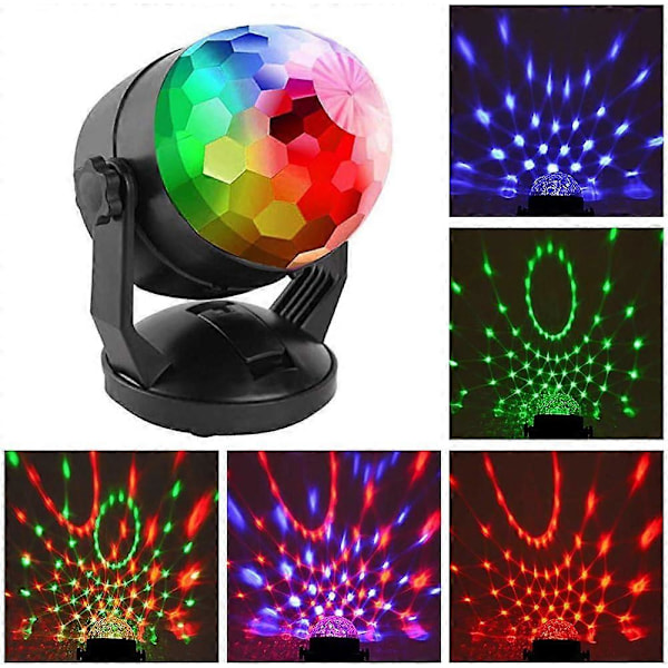 Mini Lydaktivert Partylys Batteridrevet/USB Bærbar RGB Diskokule Lys DJ Belysning Strobelys 7 Moduser Scene Par Lys for Bil Hjem Rom