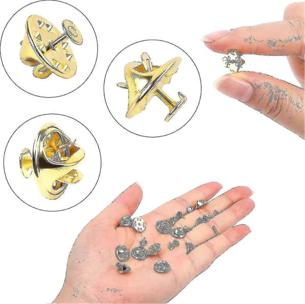 120 par sommerfuglelås slipsnåle pin backs kompatible med 8 mm lange blanke nåle til håndværk (sølv) Silver and Gold