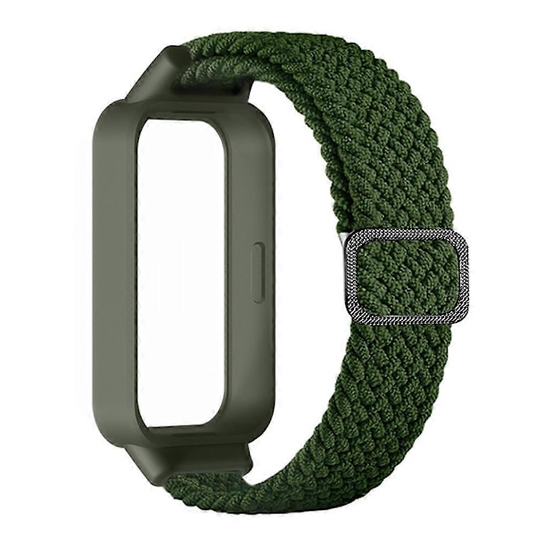 Til Xiaomi Smart Band 9 Active Redmi Band 3 Vævet Nylon Rem Snap-On Etui Urrem - Army Grøn Multicolor Army Green