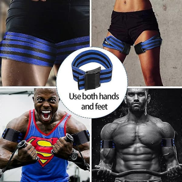 Blodflödesbegränsningsband, Armar - Ben - Booty Workout, Ocklusionsträningsband (2-pack blå) -Yx blue