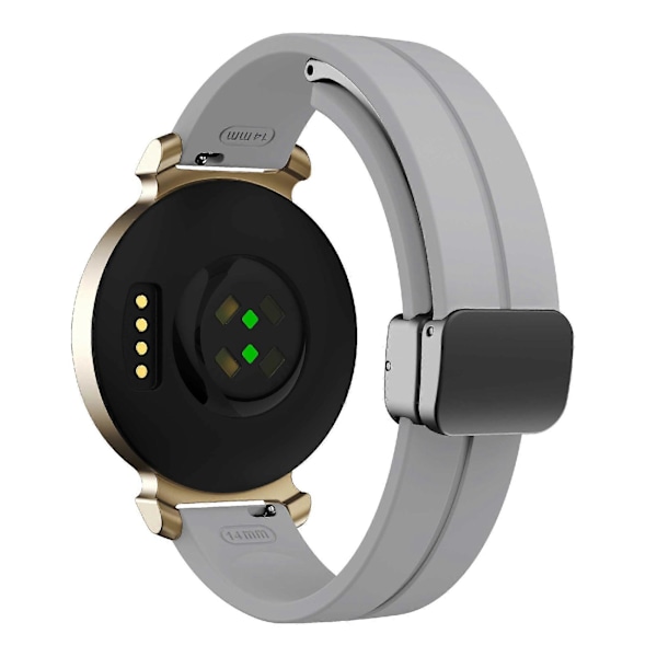 Silikonarmband för Garmin Lily 2 med Magnetisk Vikbar Spänne Light Grey Black Buckle