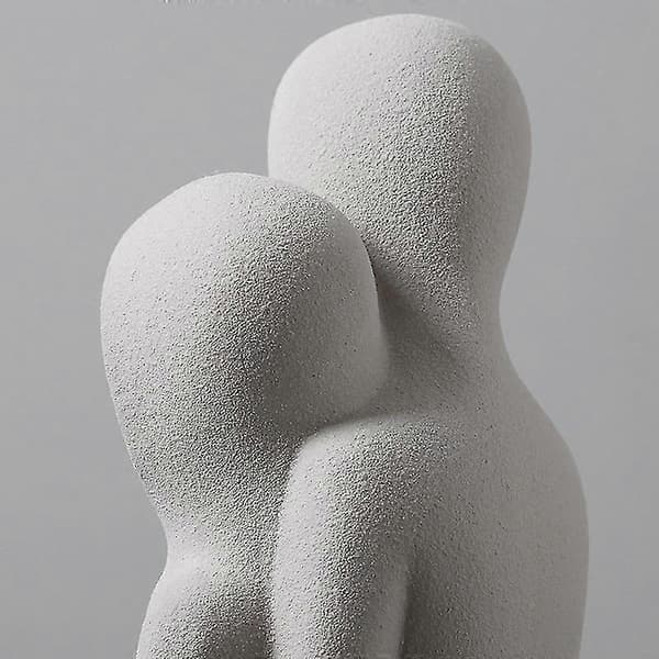 Enkel Keramik Staty Kramande Par Minimalistisk Passionerad Kärlek Figurin Abstrakt Romantisk Prydnad White