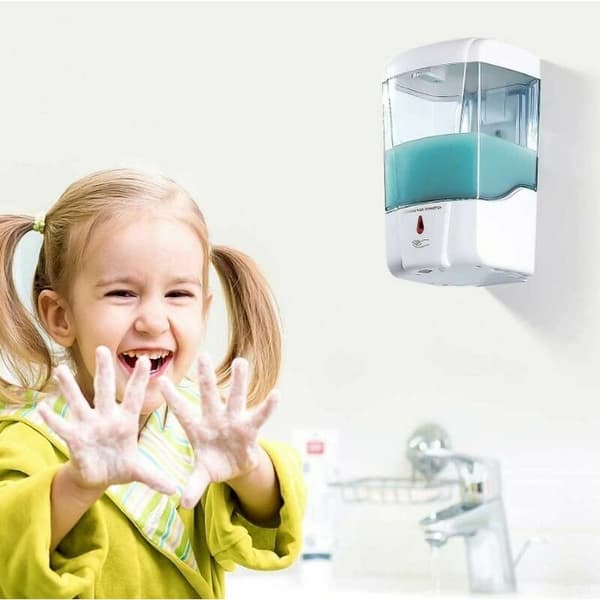 Automatisk sæbedispenser, 700ML Berøringsfri Vægmonteret Sæbedispenser med Infrarød Sensor, Sæbedispenser Egnet til Badeværelser, Køkkener,