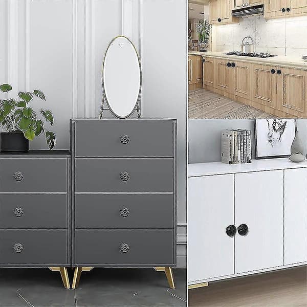 10 Keramiske knopper, gammeldags skabsdørknopper Black