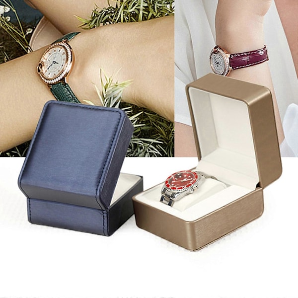 Premium PU -kellojen säilytyslaatikko Yksi kellolaatikko Valenttiinipäiväksi Miehille Naisille Unisex Blue