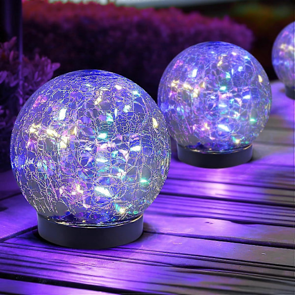 SDIGV Aurinkopallovalot Ulkokäyttöön Vedenpitävät - Aurinkopallot Puutarhaan - Halkeillut Lasipallo Aurinkovalot Ulkokäyttöön - Aurinkopallot Ulos - Ulkokoristeet Multicolor2