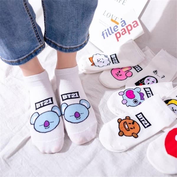 KPOP BT21 BTS Söpöt lyhyet sukat - korkea laatu