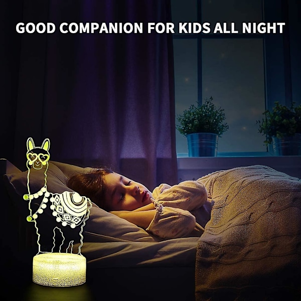 3D Lama Nattlampa, Kärlek Hjärta Alpaca Lama 3D Visuell Lampa Med Fjärrkontroll Skrivbords Heminredning Lampor 16 Färger Byter 3D Illusion Nattlampa