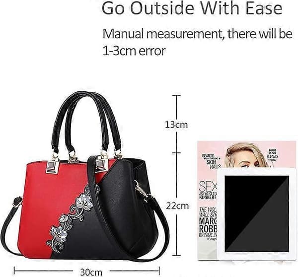 Handväskor fashionabla damhandväskor för damer blommönstrade crossbody-väskor skarvade färg axelväskor Red