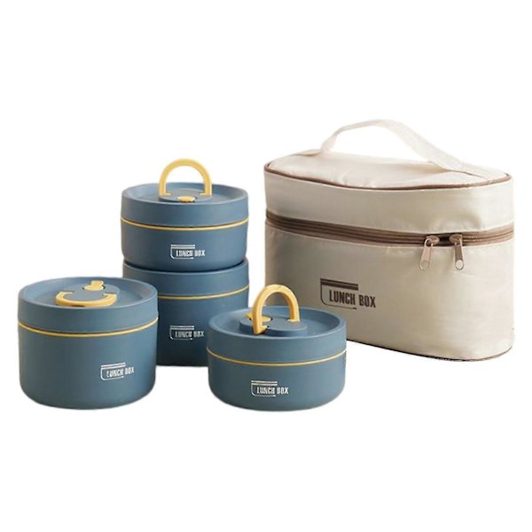 Bärbar Isolerad Matlåda Set Flerlagers Kombination Picknick Matlåda Blue 4 Layer