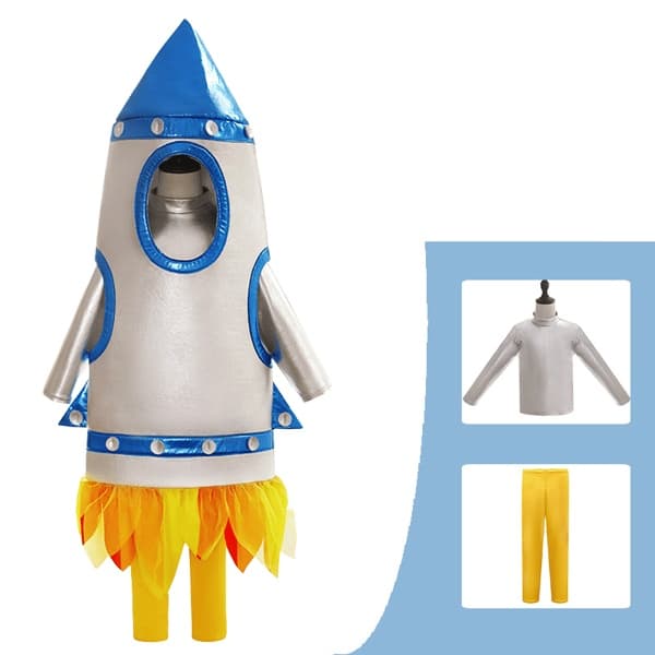 Raketkostume til børn, rumtema astronautkostume med detaljer til Halloween, jul, kostumefester og rollespil XL