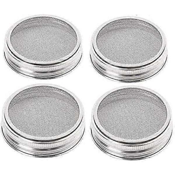 4 låg til spire- og opbevaringsglas - bøjet rustfrit stålnet, BPA-fri