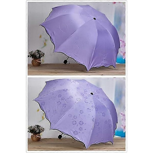 Solparasoll Dam UV Parasol Parasoll för kvinnor Vikbart Parasoll Vattentätt UV-parasoll för solskydd purple