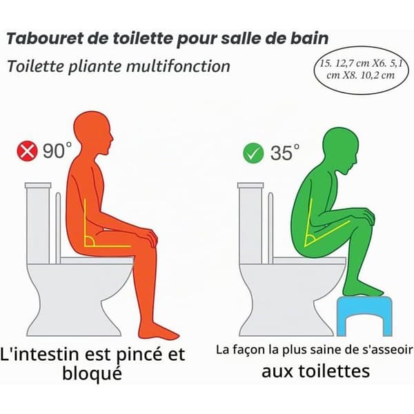 Sammenklappelig toiletfodskammel - 1 enhed - Robust polyurethan - Ergonomisk squat-hjælpemiddel - Til badeværelser