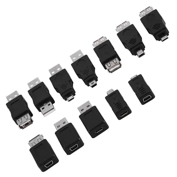 12-pakning USB 2.0 Micro Mini USB-adapterkonverter