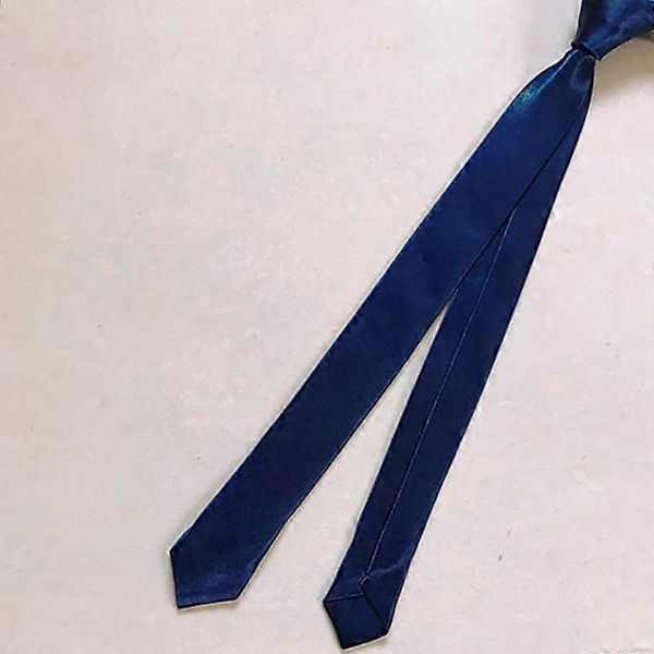 Super Slim Slips 3cm Satin Rød Gul Sort Ensfarvede Slips Håndlavede Mode Herre Tynde Smalle Slips til Bryllupsfest Slips navy