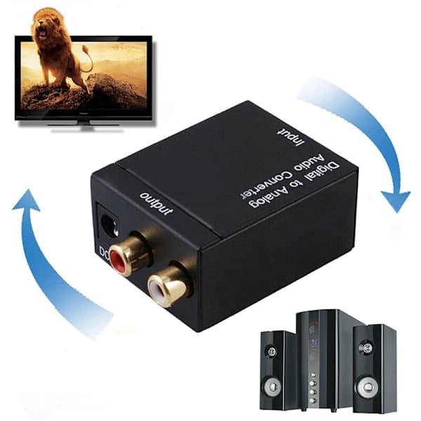 Digital Optisk Koaksial Toslink til RCA L/R 3,5 mm Analog Audio Konverter Adapter
