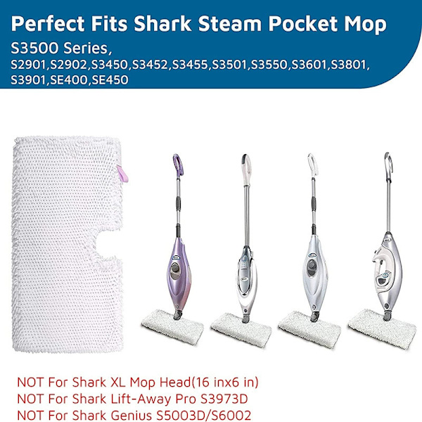 4-pakks vaskbare dampmoppputer egnet for Shark dampmopper S3501, S3601, S2902 og S3901.