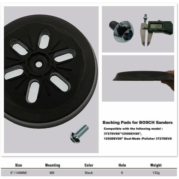 150 mm slibepude til Bosch GEX 150 AC, PEX 15 AE og GEX 150 Turbo excenterslibere, med skrue