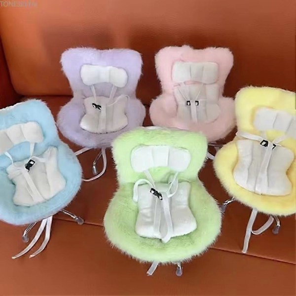 Auton nuken turvaistuimet 17 cm Labubu söpöille pehmonukkeille, auton ilmastointiaukon koriste Beige