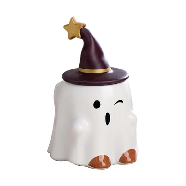 2025 Halloween Kaffemugg Keramisk Mugg med Lock Dryckesvaror 3D Kaffekopp Spökmugg för Blinking Elf